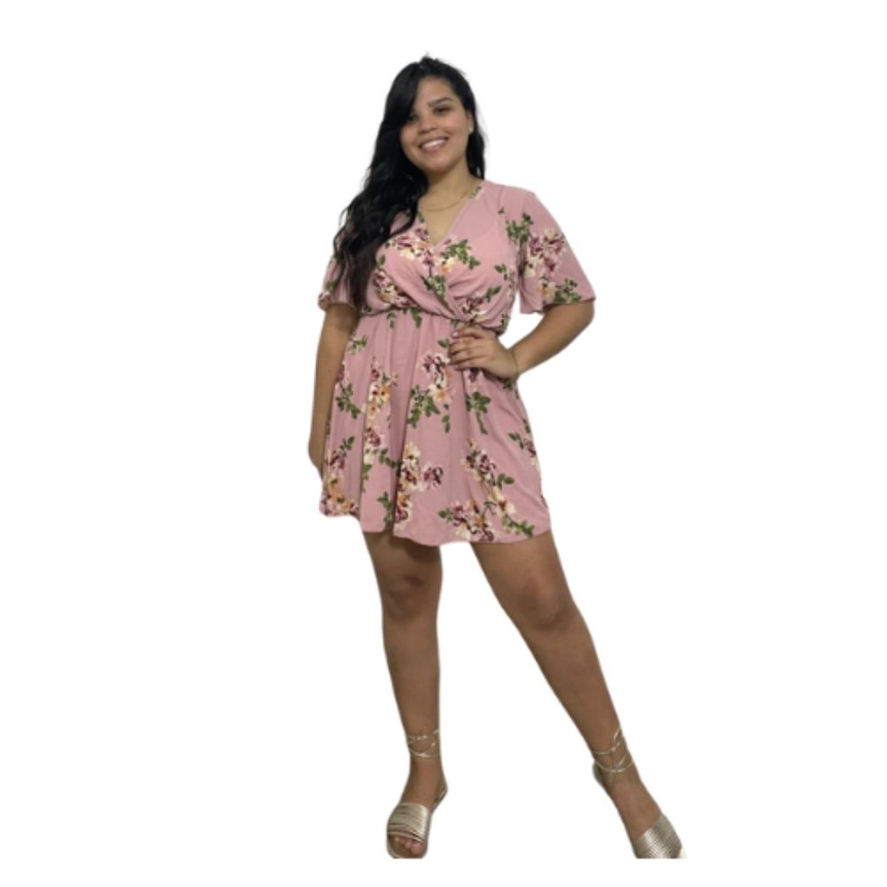 046.  NEW!  Women Mauve Floral Printed Dress
